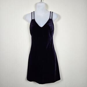 Vintage Bruno Duluc x Kush Mini Dress S Purple Velvet Strappy 80s 90s Y2K Dance